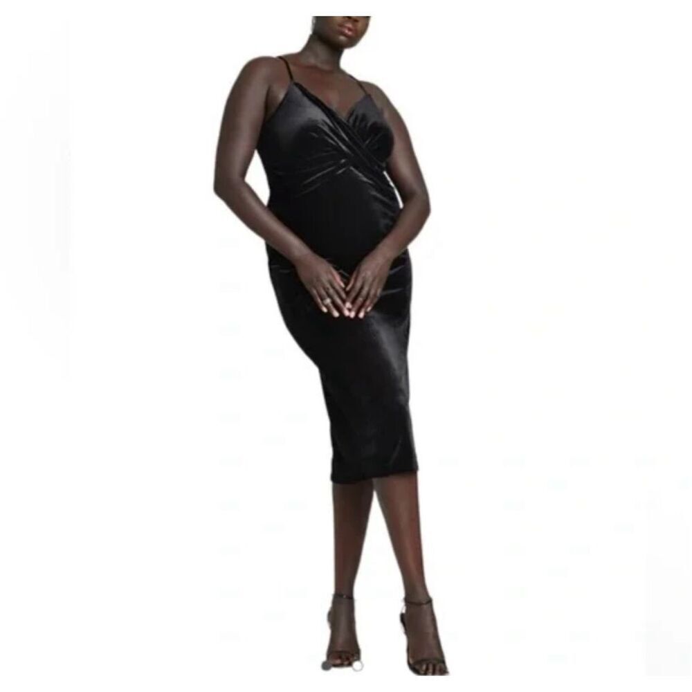 Eloquii nwt Black Velvet Strappy Midi Dress Size 20